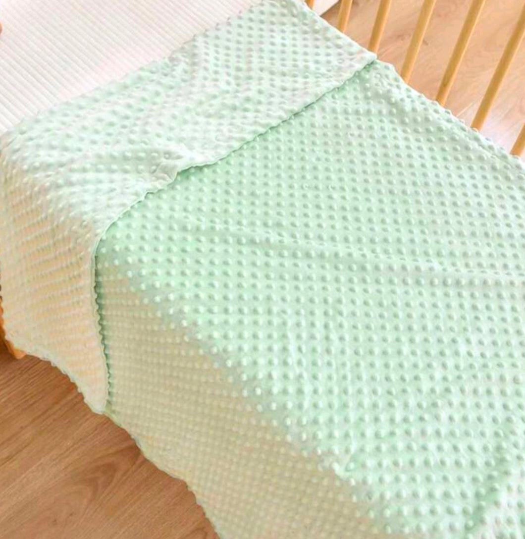 Couverture bébé personnalisé vert d'eau et café clair