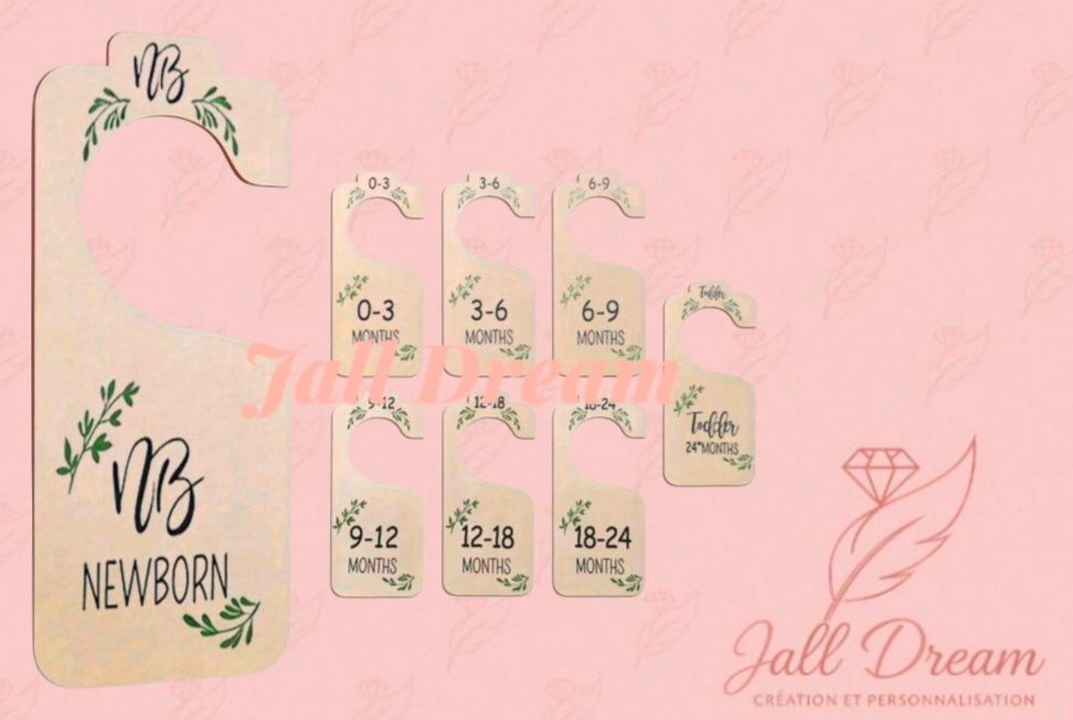 Diviseur Armoire Bébé Personnalisé Motif Feuille verte