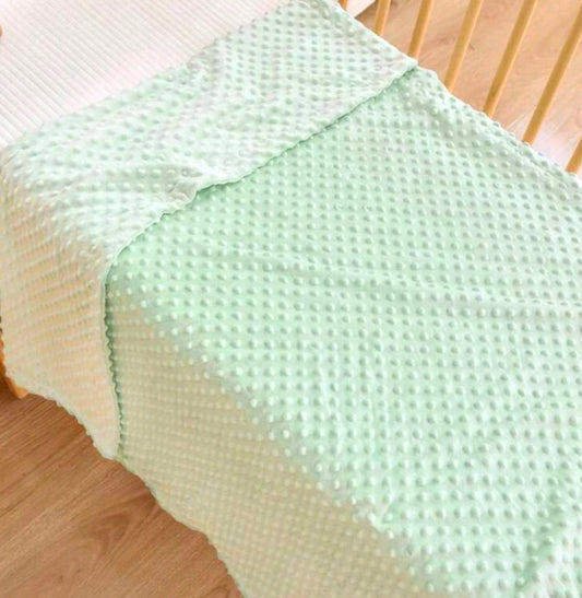 Couverture bébé personnalisé vert d'eau et café clair