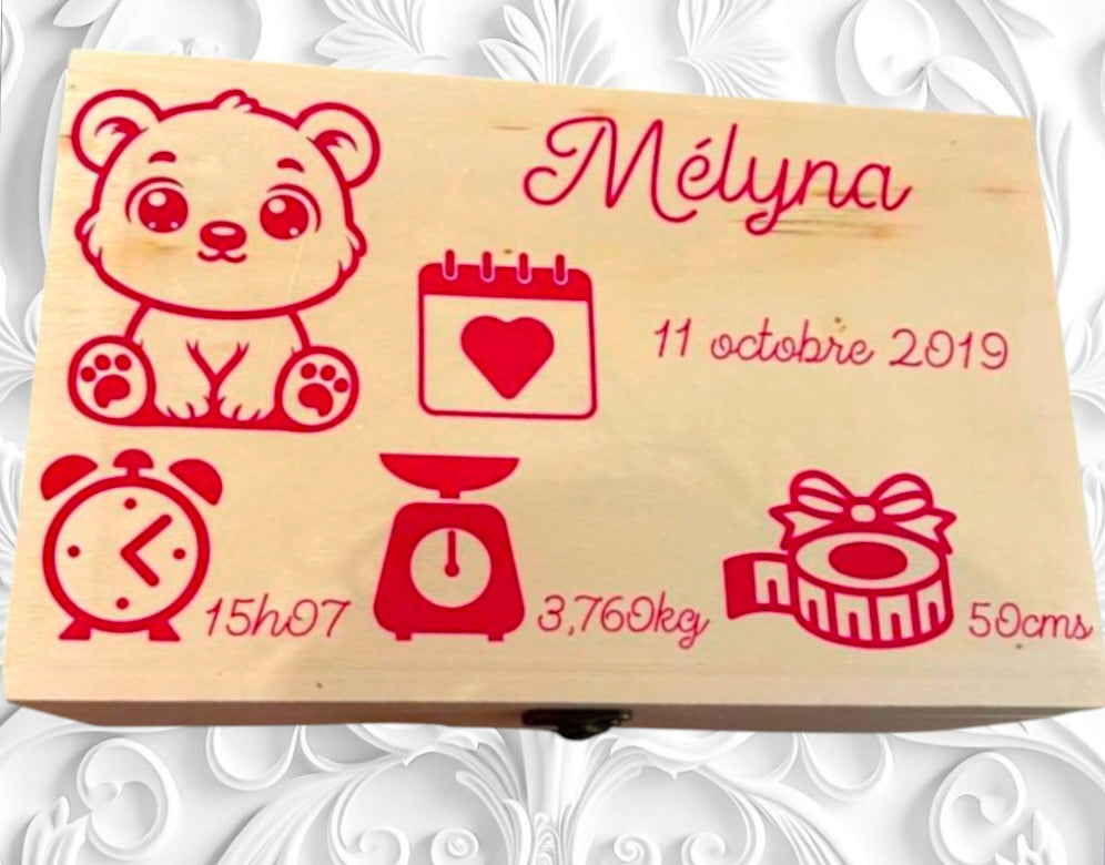 Valise souvenir de naissance personnalisée