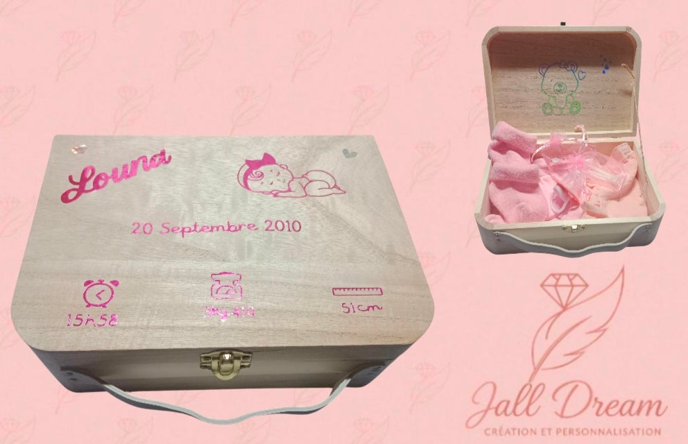 Valise souvenir de naissance personnalisée