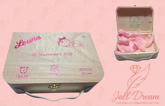 Valise souvenir de naissance personnalisée